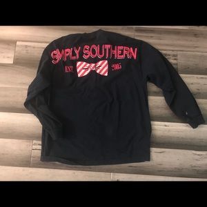Simply Southern Long Sleeve Tee in Navy and Pink🎀